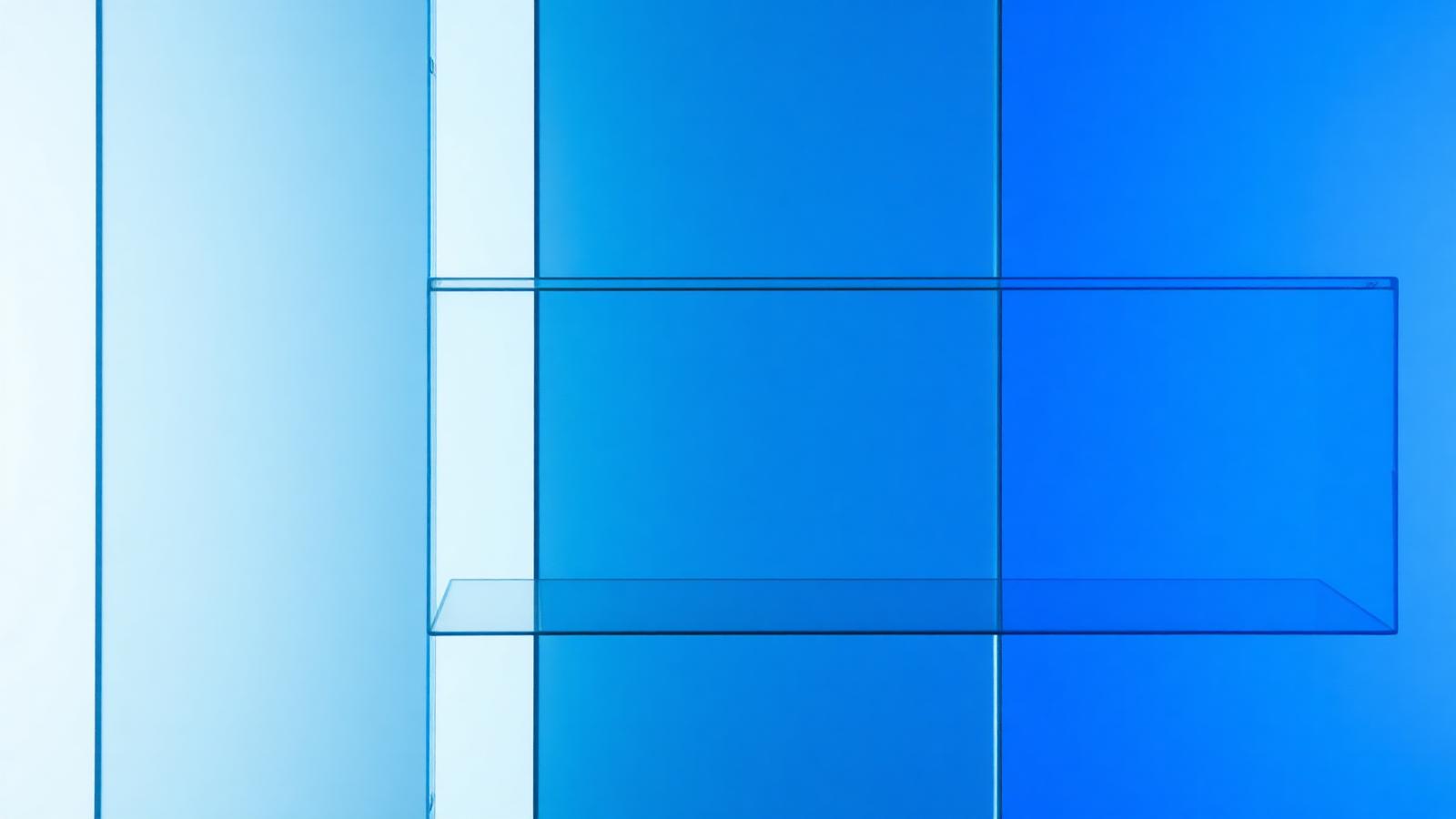 Layered translucent blue glass panels